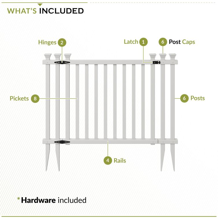Baskenridge Vinyl Gate Kit with Fence Wings (30in H x 62in W)